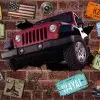 ozgurluk kirmizi jeep ve retro amerikan plakali duvar kagidi