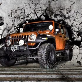 dinamik jeep rubicon 3d yirtik beton duvar duvar kagidi