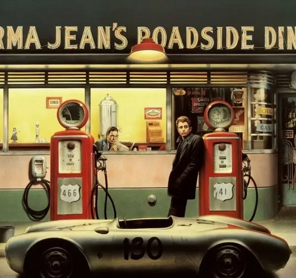 nostalji amerikan diner ve klasik spor araba duvar kagidi