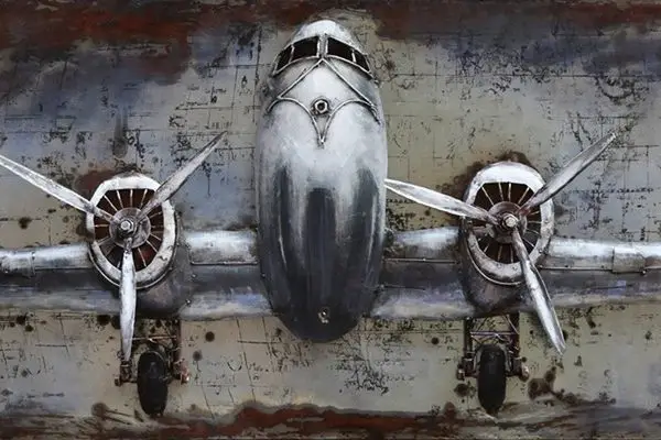 zanaat metal gorunumlu pervaneli ucak 3d duvar kagidi