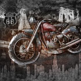 seruven road 66 vintage motosiklet ve endustriyel 3d duvar kagidi