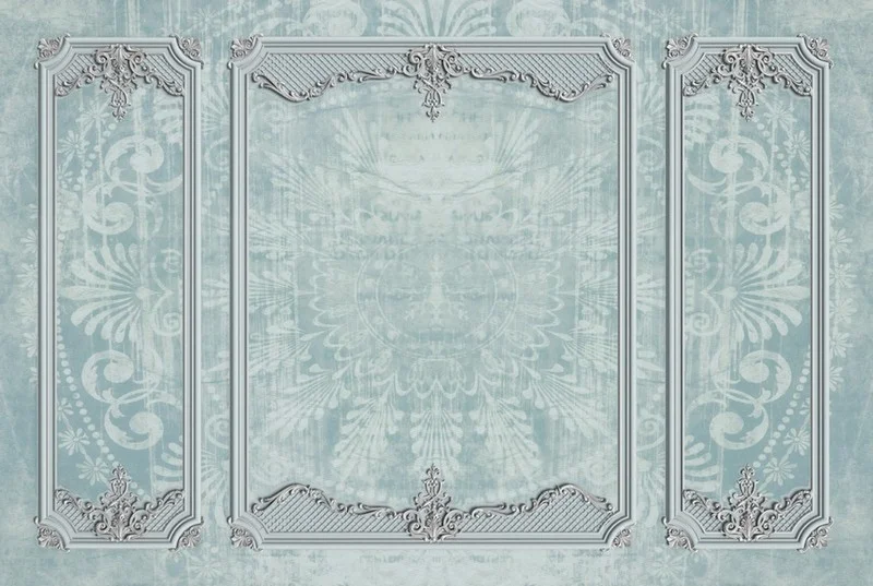 kristal saray rokoko panel ve gunes madalyonlu 3d duvar kagidi