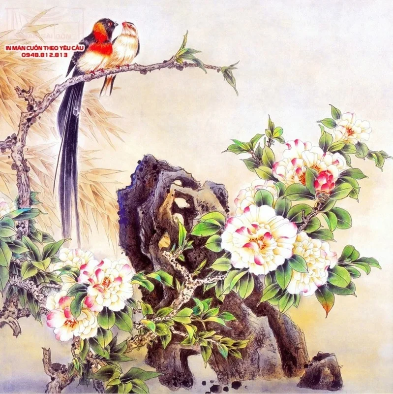 askin bahcesi cennet kusu ve sakayik desenli 3d duvar kagidi