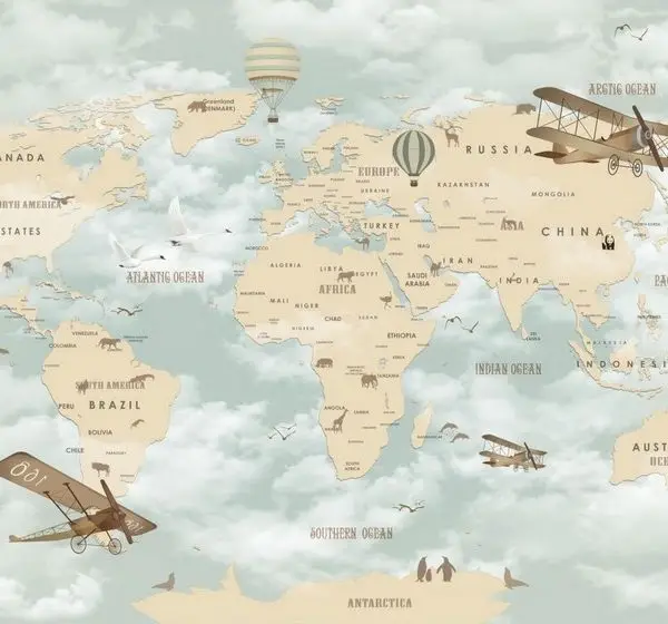 eski dunya havacilari nostaljik ucakli 3d cocuk duvar kagidi