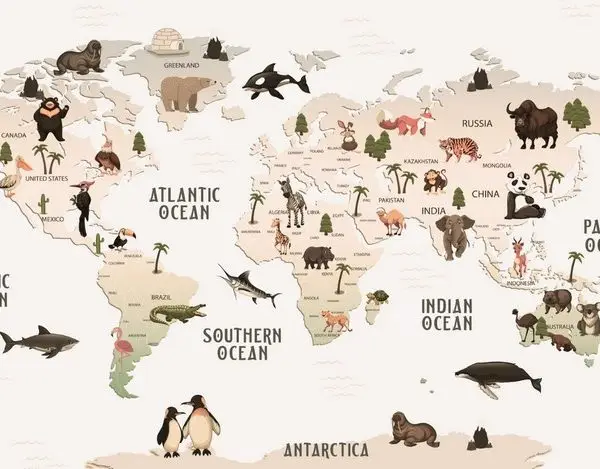 antik kasifler egitici hayvanli 3d cocuk duvar kagidi