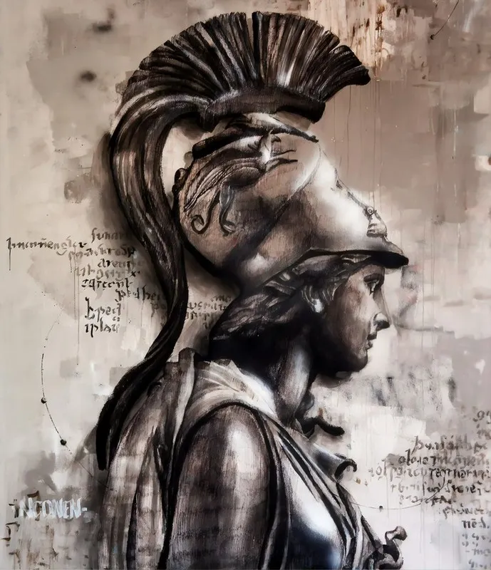 Trendyol antik heykel duvar kağıdı ve Hepsiburada miğferli komutan büstü poster, modern ofis dekorasyonu için Bursa Kağıt Dükkanı ve Tuna stili premium dijital baskı Yılmaz Home Collection.