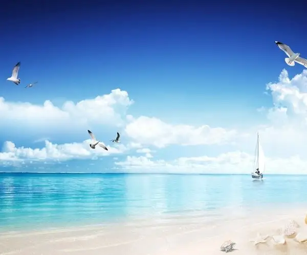 Turkuaz deniz manzaralı ve yelkenli detaylı 3D derinlik katan lüks duvar posteri.