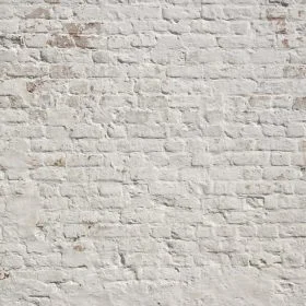 Beyaz boyalı eskitme tuğla görünümlü, 3D dokulu ve silinebilir vintage duvar kağıdı.
