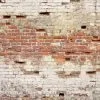 Endüstriyel loft tarzı, harç lekeli eskitme tuğla görünümlü 3D derinlik etkili vinil duvar kağıdı.