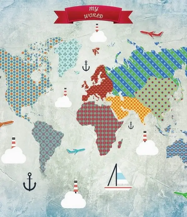 kucuk kaptan atlasi denizci temali desenli 3d cocuk duvar kagidi