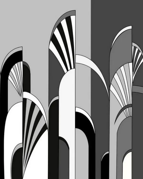 3d art deco formlu antrasit ve gri modern duvar kagidi maskulen tasarim