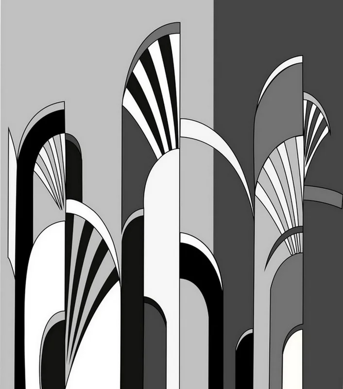 3d art deco formlu antrasit ve gri modern duvar kagidi maskulen tasarim