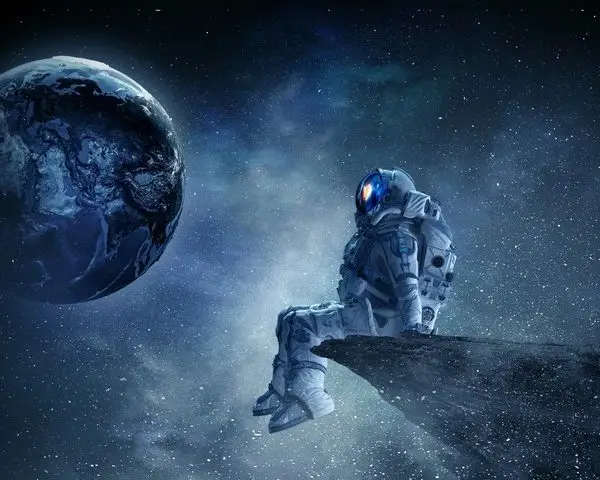 dunya manzarali astronot derinlik etkili 3d duvar kagidi