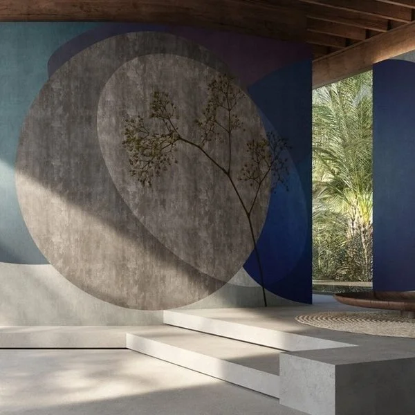 Trendyol yuvarlak içinde ağaç desenli duvar posteri bursa ve Hepsiburada antrasit lacivert geometrik dal figürlü duvar kağıdı modelleri bursa