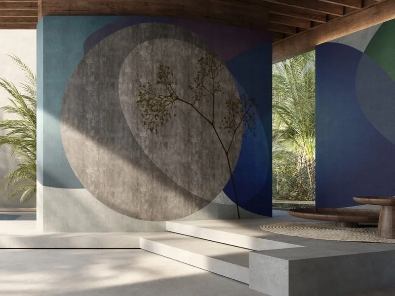 Trendyol yuvarlak içinde ağaç desenli duvar posteri bursa ve Hepsiburada antrasit lacivert geometrik dal figürlü duvar kağıdı modelleri bursa