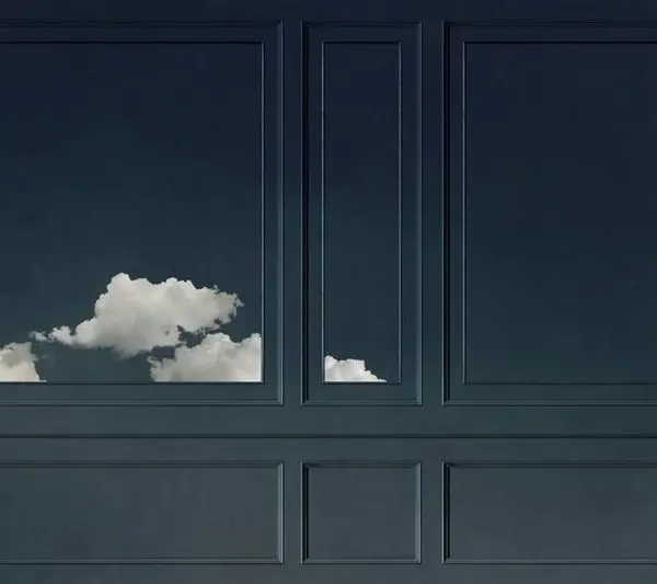 gece mavisi modern panel cerceveli ve bulutlu 3d duvar kagidi