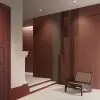 Kiremit Renkli Sanatsal Katmanlı ve İnce Çizgili Modern Tekstürlü Duvar Kağıdı