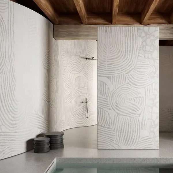 Açık Vizon ve Krem Tonlarında Organik Hatlı ve Parmak İzi Dokulu Minimalist Modern Duvar Kağıdı
