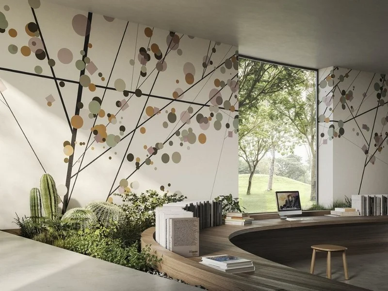 Trendyol soyut ağaç dallı renkli noktalı duvar posteri bursa ve Hepsiburada modern geometrik daireli duvar kağıdı modelleri bursa