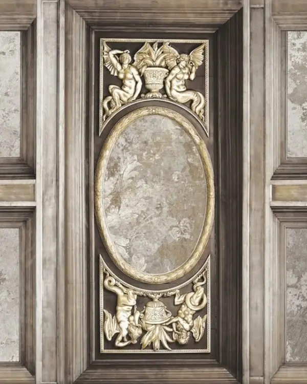 asalet madalyonu heykel kabartmali ve mimari panelli 3d duvar kagidi