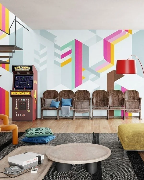 Trendyol renkli izometrik labirent duvar posteri bursa ve Hepsiburada modern 3D geometrik küp desenli duvar kağıdı modelleri bursa