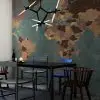 antik oksit atlasi eskitme turkuaz zeminli ve toprak tonlu 3d dunya haritasi duvar kagidi