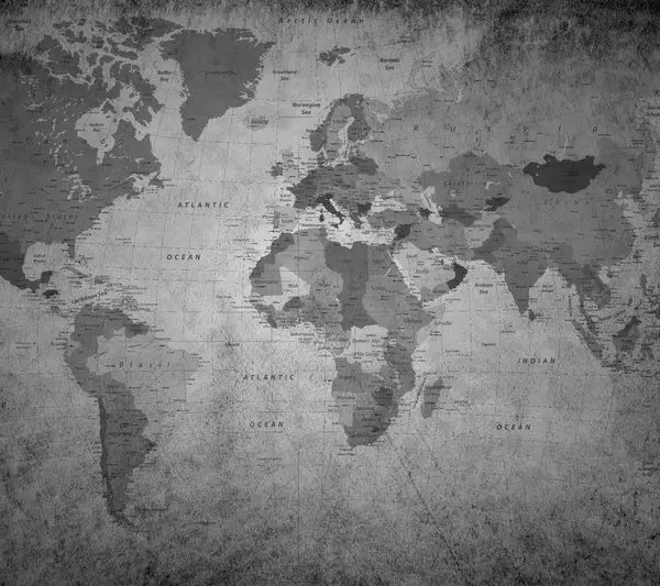 gumus sancak atlasi gri eskitme zeminli 3d dunya haritasi duvar kagidi