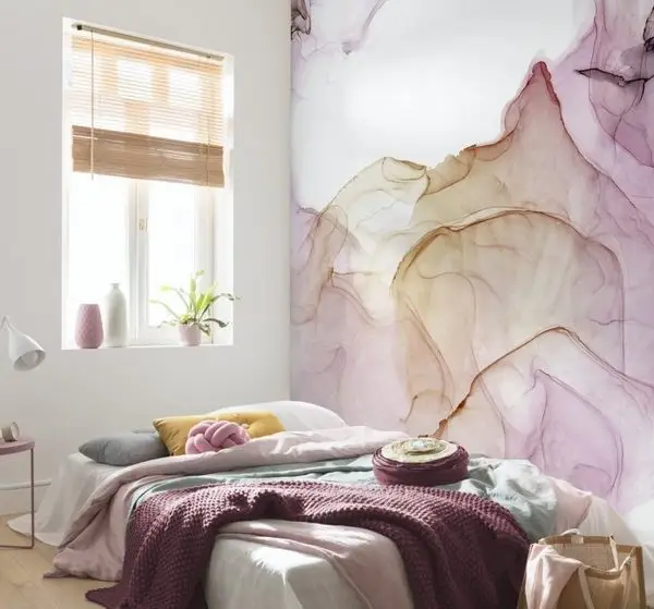 Trendyol pembe ve mor geçişli alkol mürekkebi duvar posteri bursa ve Hepsiburada soyut suluboya efektli modern duvar kağıdı modelleri bursa