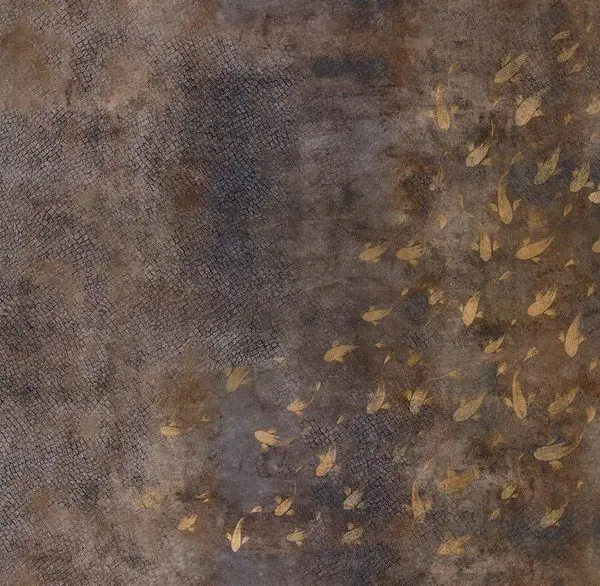 altin bereket eskitme zeminli koi baligi 3d duvar kagidi