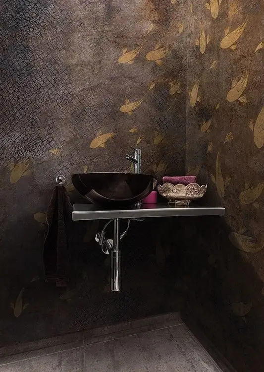 altin bereket eskitme zeminli koi baligi 3d duvar kagidi