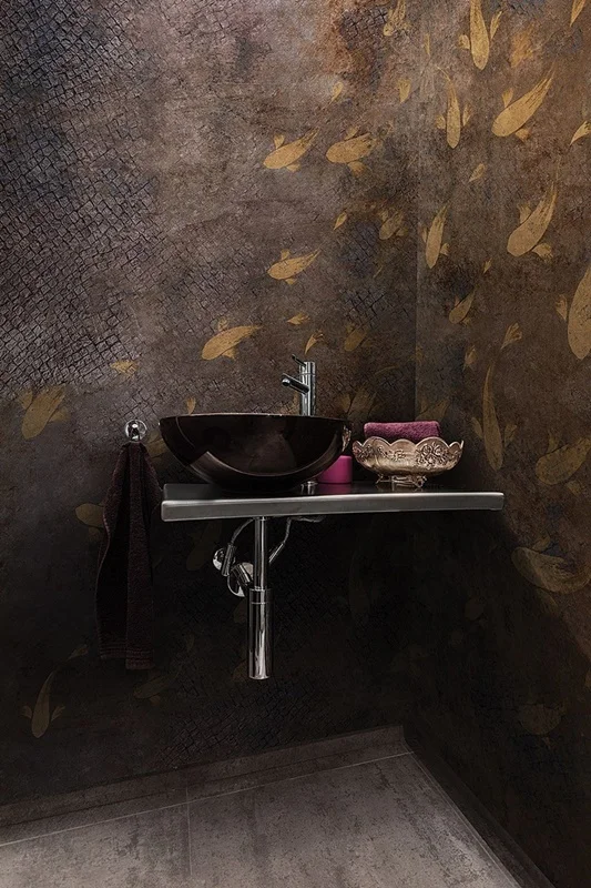 altin bereket eskitme zeminli koi baligi 3d duvar kagidi