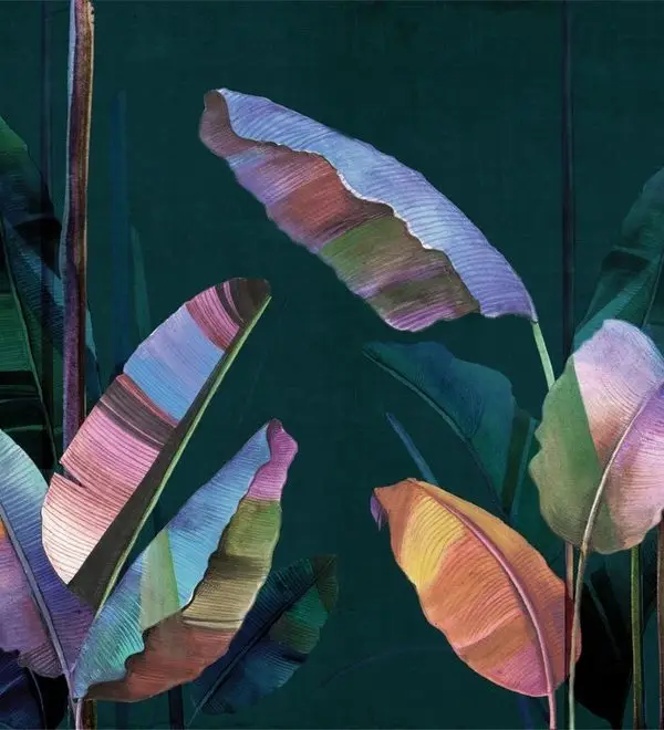 Tropikal Renkli Muz Yaprağı Desenli Duvar Kağıdı Yılmaz Home Collection