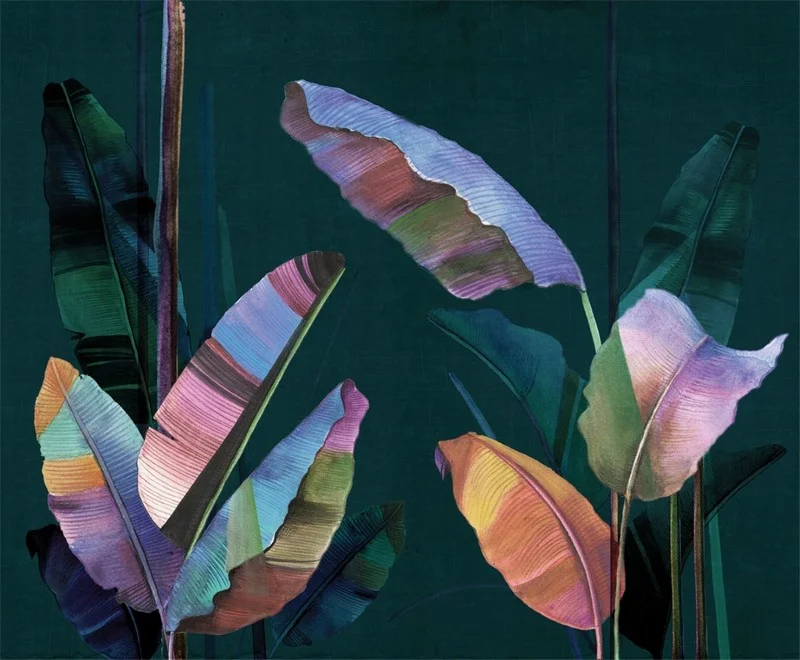 Tropikal Renkli Muz Yaprağı Desenli Duvar Kağıdı Yılmaz Home Collection