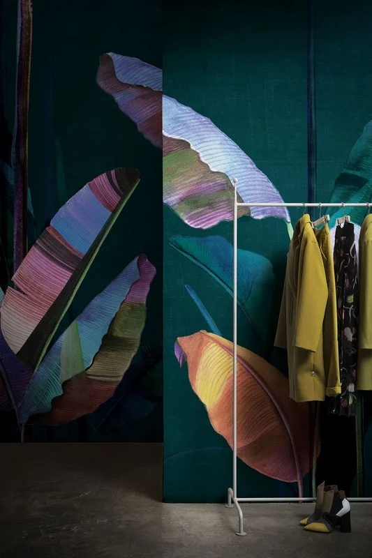 Tropikal Renkli Muz Yaprağı Desenli Duvar Kağıdı Yılmaz Home Collection