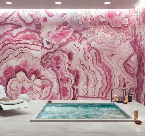 pembe akik kristal dokulu luks 3d duvar kagidi