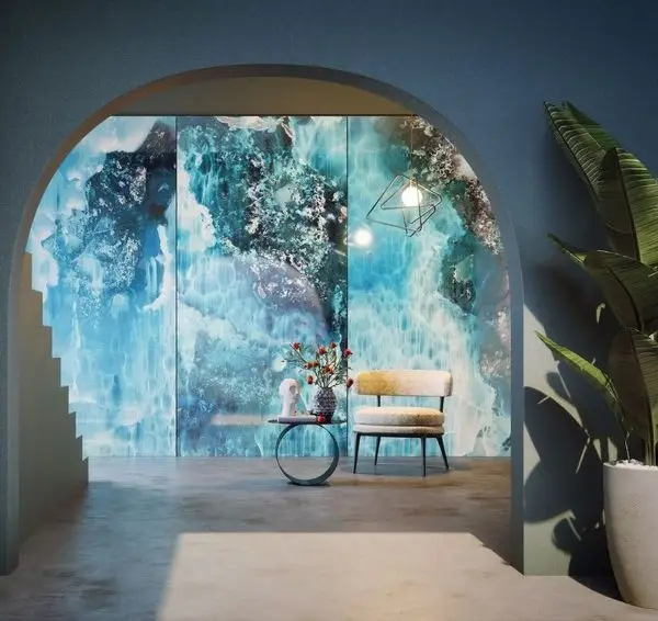 okyanus mavisi kristal oniks luks 3d duvar kagidi