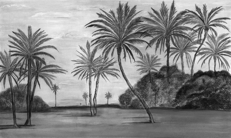 monochrome vizon sisli fon kestane yapragi desenli duvar kagidi