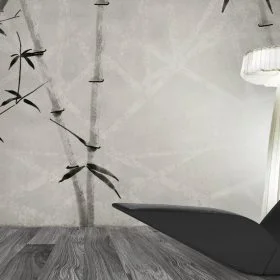 Trendyol gri zeminli karakalem bambu desenli duvar posteri bursa ve Hepsiburada minimalist Uzak Doğu stili duvar kağıdı modelleri