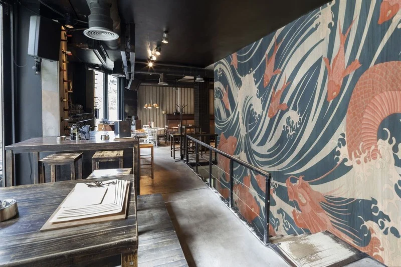 firtina dansi koi baliklari ve ejderha temali 3d duvar kagidi