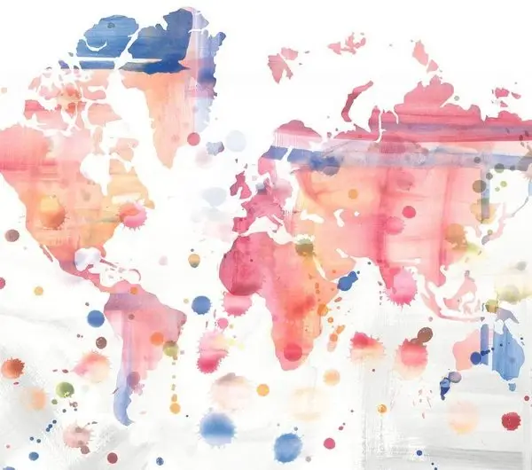 vagabond eskiz pastel renkli sanatsal 3d dunya haritasi duvar kagidi