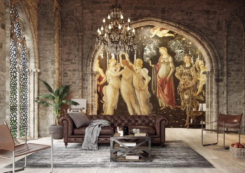 Trendyol Botticelli ilkbahar tablosu duvar kağıdı ve Hepsiburada Primavera mitolojik poster Bursa Cassande Tasarım ve Alakuş stili premium dijital baskı Yılmaz Home Collection.