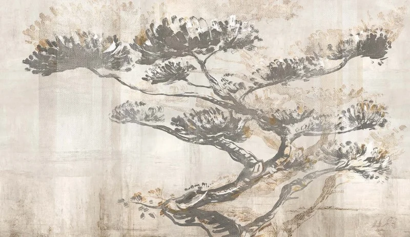 zen fircasi bonsai agaci ve sanatsal doku 3d duvar kagidi