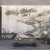 zen fircasi bonsai agaci ve sanatsal doku 3d duvar kagidi