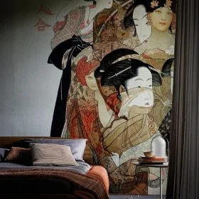 dogu esintisi geleneksel geysa figurlu sanatsal 3d duvar kagidi