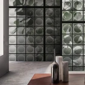 grid botanik geometrik pencereli ve egzotik yaprakli 3d duvar kagidi