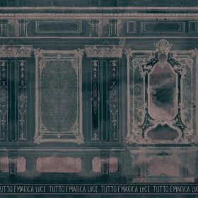 magica luce paneli italyan yazili ve klasik cerceveli 3d duvar kagidi
