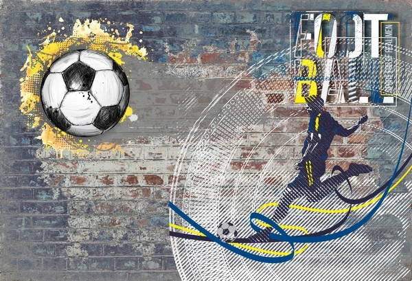 Trendyol sarı mavi futbol yazılı duvar kağıdı ve Hepsiburada tuğla desenli sporcu posteri bursa