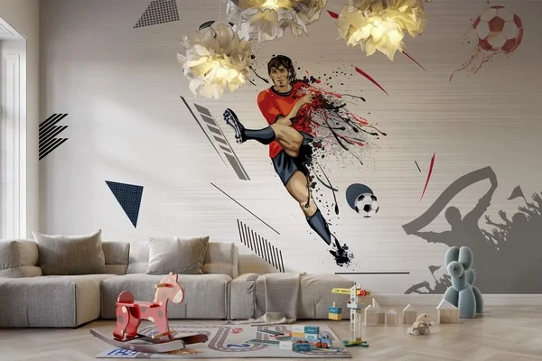 Trendyol kırmızı futbolcu duvar kağıdı modelleri ve Hepsiburada boya sıçramalı sporcu posteri bursa