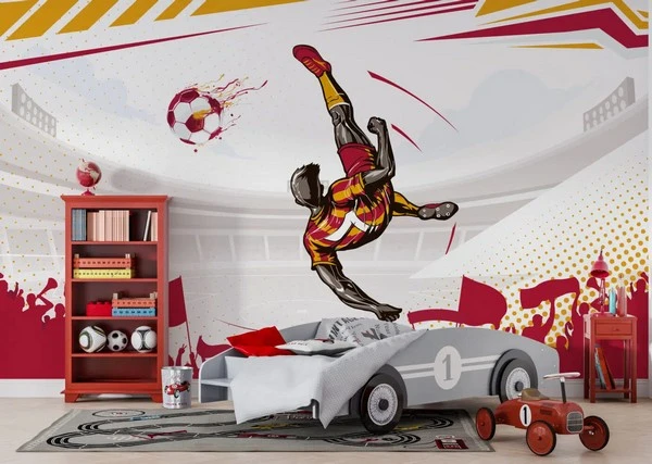Trendyol sarı kırmızı sporcu duvar kağıdı bursa ve Hepsiburada futbol temalı genç odası poster