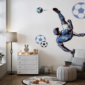 Trendyol mavi beyaz futbolcu duvar kağıdı bursa ve Hepsiburada röveşata atan sporcu poster